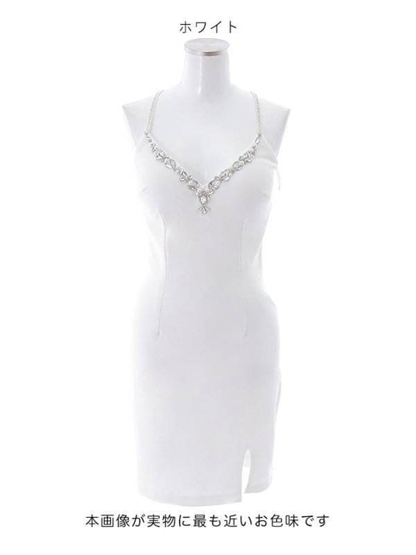 画像15: SALE!ワンカラーバックレースミニドレス/無地/ノースリーブ/キャミソール/ビジュー/レース/スリット/谷間見せ/背中見せ/タイト/ミニドレス/キャバドレス【S-Lサイズ/3カラー】[HC02] 【YN】dzj