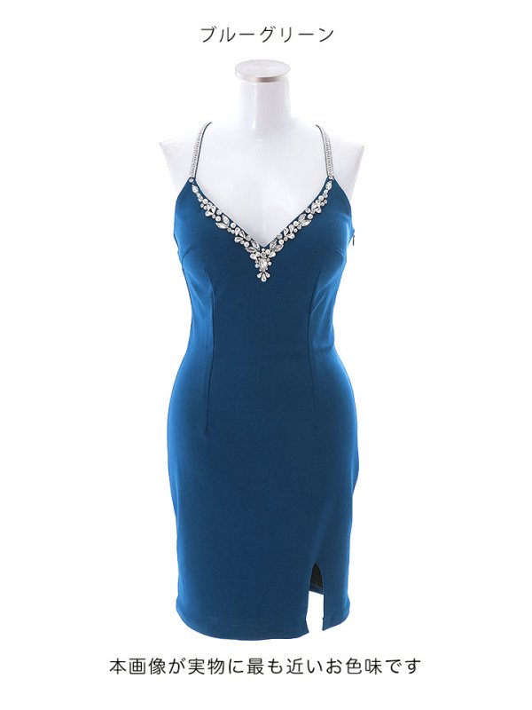 画像14: SALE!ワンカラーバックレースミニドレス/無地/ノースリーブ/キャミソール/ビジュー/レース/スリット/谷間見せ/背中見せ/タイト/ミニドレス/キャバドレス【S-Lサイズ/3カラー】[HC02] 【YN】dzj