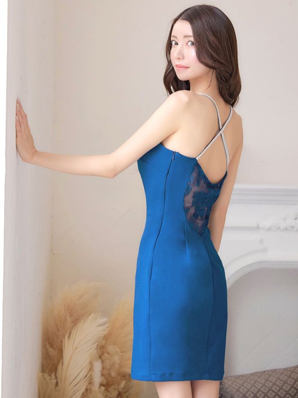 画像9: SALE!ワンカラーバックレースミニドレス/無地/ノースリーブ/キャミソール/ビジュー/レース/スリット/谷間見せ/背中見せ/タイト/ミニドレス/キャバドレス【S-Lサイズ/3カラー】[HC02] 【YN】dzj