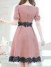 画像14: 【サマーセール！】【sifeel/シフィール】Aラインワンピースドレス/フレアー/ジップアップ/刺繍レース/ベルト/谷間隠し/背中隠し/ミディアムドレス/キャバドレス/パッド無し【S-XLサイズ/3カラー】[OF03-X] 【YN】dzw