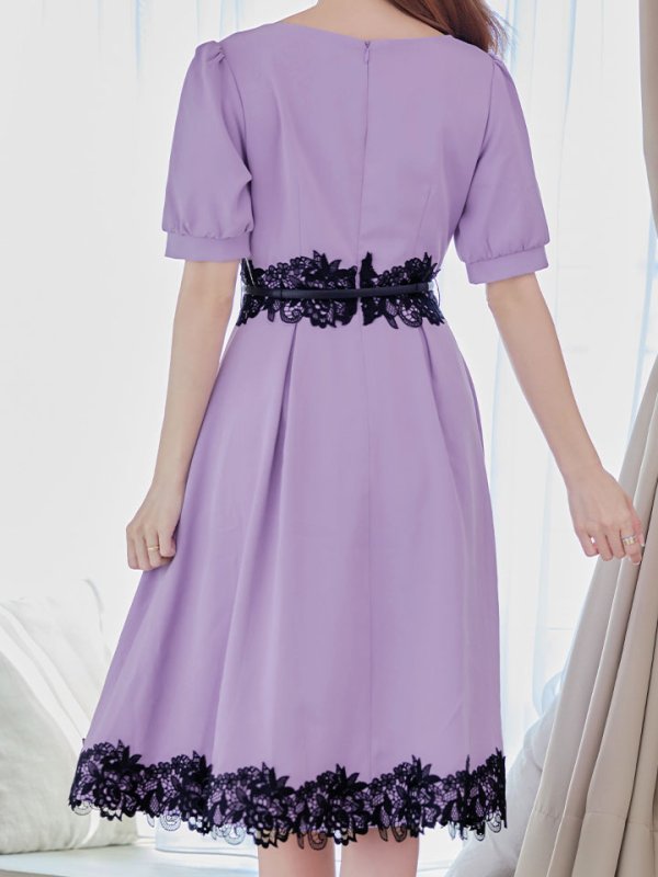 画像13: SALE!【sifeel/シフィール】Aラインワンピースドレス/フレアー/ジップアップ/刺繍レース/ベルト/谷間隠し/背中隠し/ミディアムドレス/キャバドレス/パッド無し【S-XLサイズ/3カラー】[OF03-X] 【YN】dzw