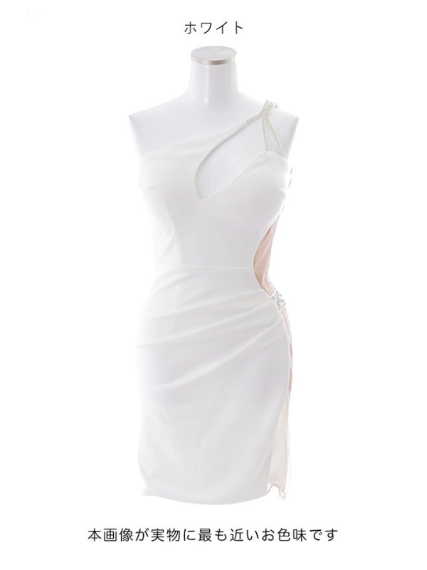 画像26: SALE!ビジュー/胸元見せ/タイト/サイドシアー/上品/セクシー/ストレッチ/無地/キャバドレス/ミニドレス【S-Lサイズ/2カラー】[[OF03-X] 【YN】dzj