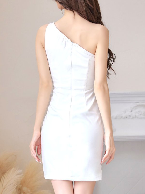 画像7: SALE!ビジュー/胸元見せ/タイト/サイドシアー/上品/セクシー/ストレッチ/無地/キャバドレス/ミニドレス【S-Lサイズ/2カラー】[OF03-X] 【YN】dzj