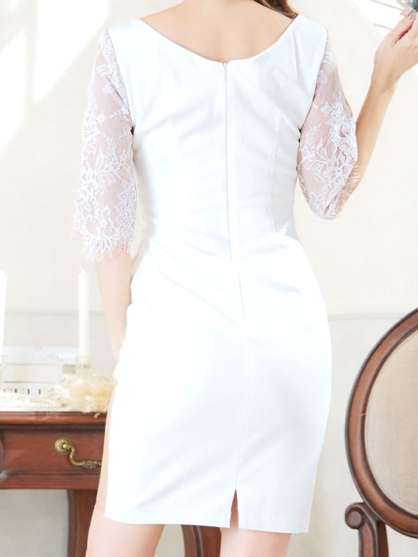 画像10: SALE!刺繍レースドレス/シアー/半袖/谷間見せ/背中見せ/タトゥー隠し/ミニドレス/キャバドレス 【S-XLサイズ/1カラー】[HC02-U] 【YN】dzw