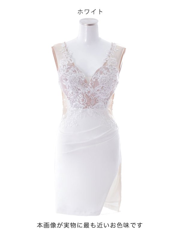 画像18: SALE!花柄刺繍ドレス/ノースリーブ/サイド透け/背中透け/谷間見せ/ミニドレス/キャバドレス【XS-Mサイズ/2カラー】[OF03]【YN】dzw