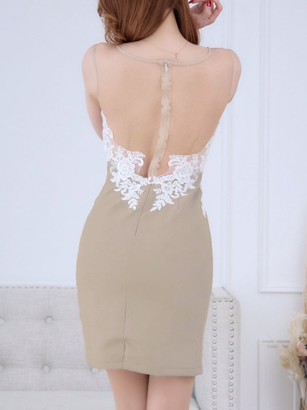 画像9: SALE!花柄刺繍ドレス/ノースリーブ/サイド透け/背中透け/谷間見せ/ミニドレス/キャバドレス【XS-Mサイズ/2カラー】[OF03]【YN】dzw