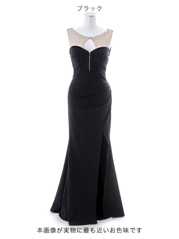 画像21: SALE!【新色登場】ワンカラー/シアー/ジップアップ/ビジュー/谷間見せ/ノースリーブ/ロングドレス/キャバドレス 【S-Mサイズ/5カラー】[HC02-X] 【YN】dzw