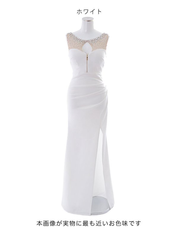 画像23: SALE!【新色登場】ワンカラー/シアー/ジップアップ/ビジュー/谷間見せ/ノースリーブ/ロングドレス/キャバドレス 【S-Mサイズ/5カラー】[HC02-X] 【YN】dzw