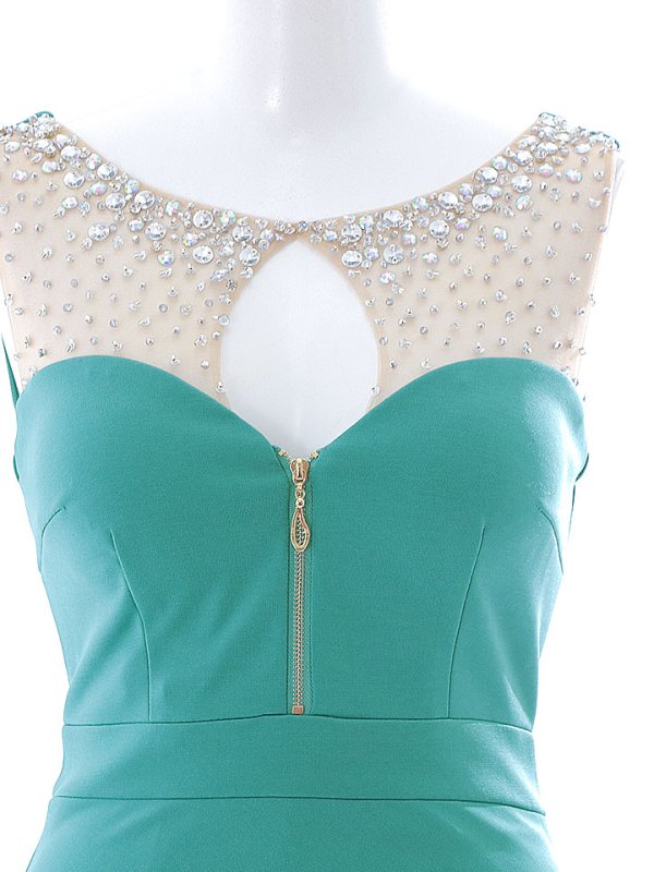 画像32: SALE!【新色登場】ワンカラー/シアー/ジップアップ/ビジュー/谷間見せ/ノースリーブ/ロングドレス/キャバドレス 【S-Mサイズ/5カラー】[HC02-X] 【YN】dzw