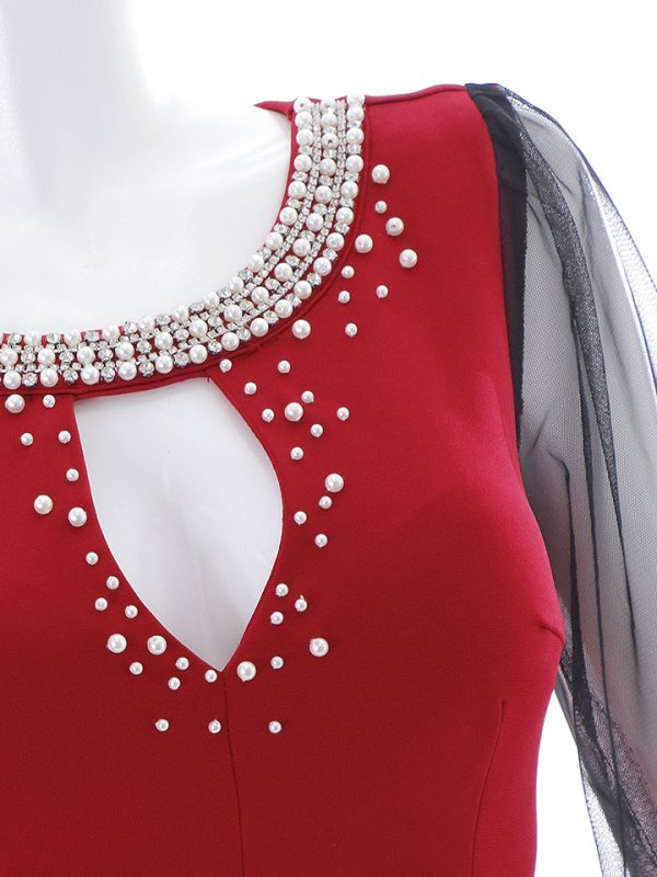 画像19: SALE!チュールスリーブドレス/ビジュー/谷間見せ/ミニドレス/キャバドレス【S-XLサイズ/2カラー】[OF03-X]【YN】dzw