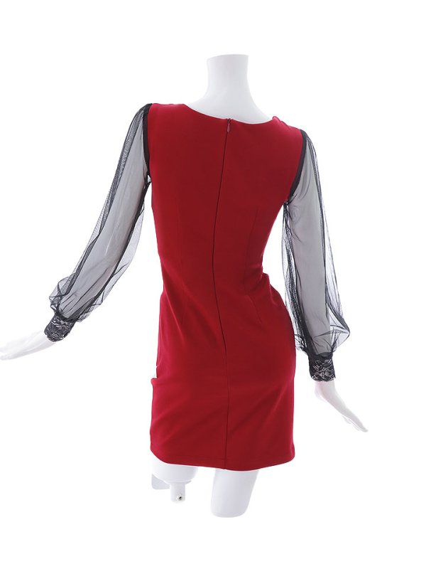 画像17: SALE!チュールスリーブドレス/ビジュー/谷間見せ/ミニドレス/キャバドレス【S-XLサイズ/2カラー】[OF03-X]【YN】dzw