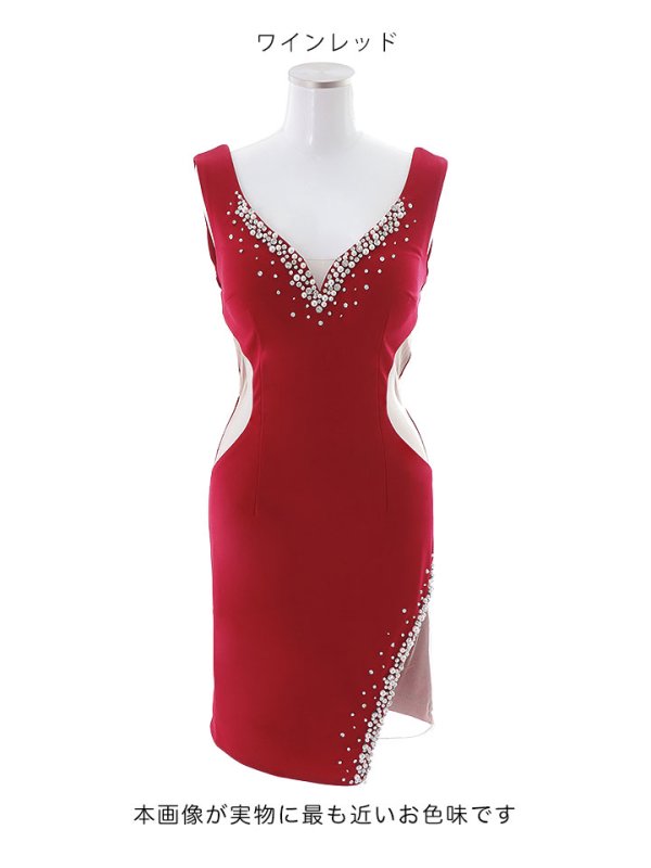 画像14: SALE!ワンカラービジュードレス/サイドシアー/谷間見せ/背中見せ/ノースリーブ/ミニドレス/キャバドレス 【XS-Lサイズ/3カラー】[OF03-X] 【YN】dzw