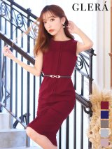 SALE!【Glera/グレイラ】ストレッチノースリーブドレス/ワンカラー/無地/ストレッチ/ベルト/タイト/谷間隠し/背中隠し/タイト/ミニドレス/キャバドレス 【S-Lサイズ/3カラー】[OF08-U] 【YN】dzw