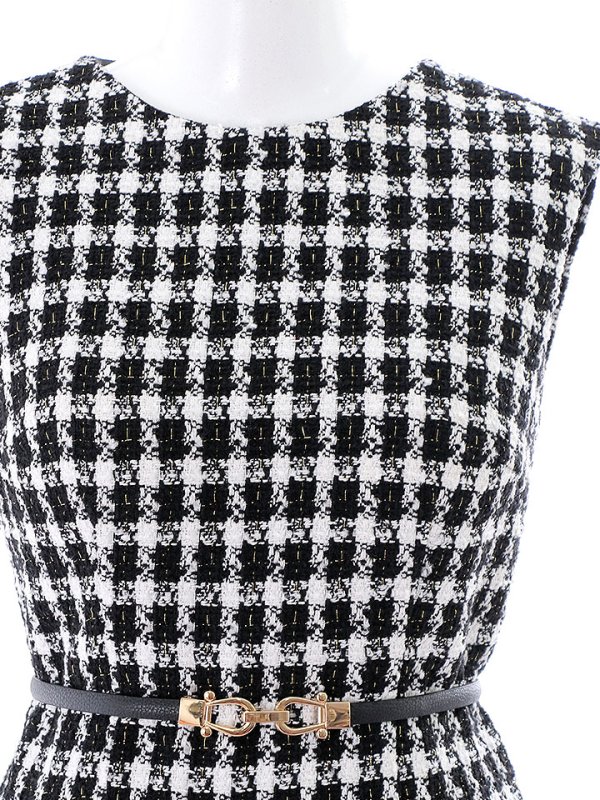 画像11: 【ポッキリセール！】SALE!ノースリーブツイード柄ミディアムドレス/ツイード/ベルト/胸元隠し/背中隠し/タイト/キャバドレス/ミニドレス【S-Lサイズ/1カラー】[HC02X] 【YN】dzj