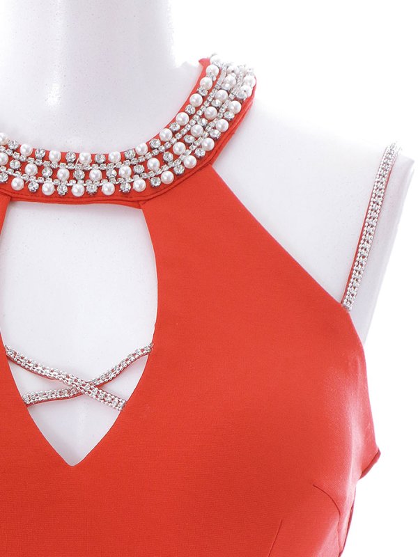 画像12: SALE!ノースリーブドレス/ビジュー/パール/ホルターネック/谷間見せ/ミニドレス/キャバドレス【XS-Mサイズ/1カラー】【YN】[OF03]