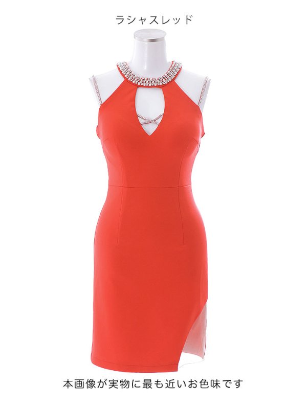 画像10: SALE!ノースリーブドレス/ビジュー/パール/ホルターネック/谷間見せ/ミニドレス/キャバドレス【XS-Mサイズ/1カラー】【YN】[OF03]