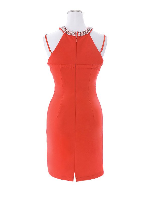 画像11: SALE!ノースリーブドレス/ビジュー/パール/ホルターネック/谷間見せ/ミニドレス/キャバドレス【XS-Mサイズ/1カラー】【YN】[OF03]