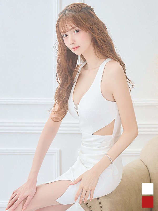 画像2: SALE!ワンカラーサイドシアービジュードレス/キャバドレス 【XS-Lサイズ/2カラー】[OF08] 【YN】dzj