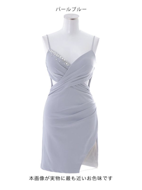 画像22: ワンカラーバストクロスドレス/タック/キャミ/ビジュー/肌見せ/サイドシアー/谷間見せ/背中見せ/ミニドレス/キャバドレス 【XS-Mサイズ/3カラー】[HC02-X] 【YN】dzw
