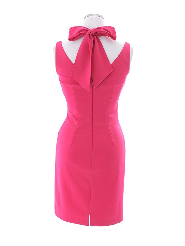 画像16: SALE!ホルタークロスネックワンカラードレス/フロントファスナー/バックリボン/カットアウト/ノースリーブ/無地/ストレッチ/サイドシアー/谷間見せ/タイト/ミニドレス/キャバドレス【S-Mサイズ/2カラー】[HC02] 【YN】dzw