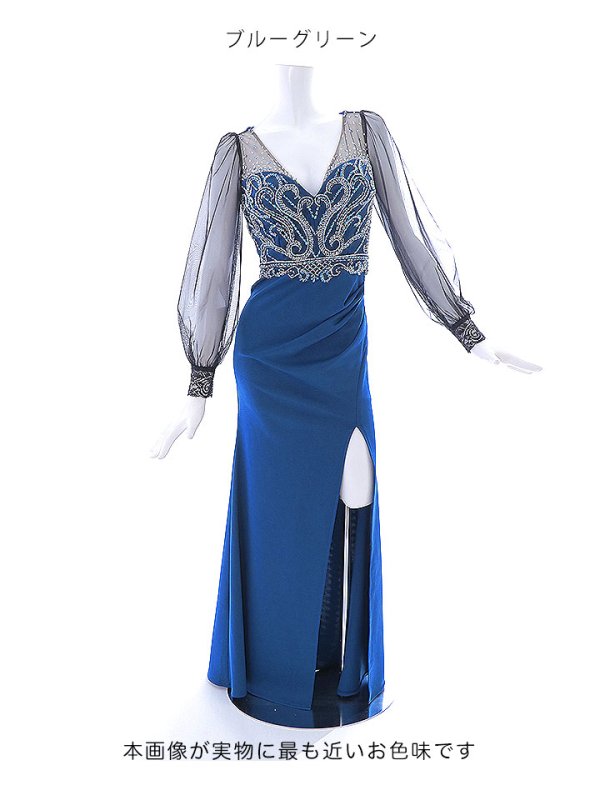 画像21: 【送料無料！】新色登場！デコラティブビジューロングドレス/シアー/ロングスリーブ/タイト/谷間見せ/背中隠し/ロングドレス/キャバドレス【S-Lサイズ/3カラー】[HC02] 【YN】dzw