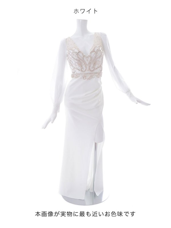 画像19: 【送料無料！】新色登場！デコラティブビジューロングドレス/シアー/ロングスリーブ/タイト/谷間見せ/背中隠し/ロングドレス/キャバドレス【S-Lサイズ/3カラー】[HC02] 【YN】dzw