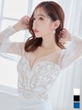 【送料無料！】新色登場！デコラティブビジューロングドレス/シアー/ロングスリーブ/タイト/谷間見せ/背中隠し/ロングドレス/キャバドレス【S-Lサイズ/3カラー】[OF08] 【YN】dzw