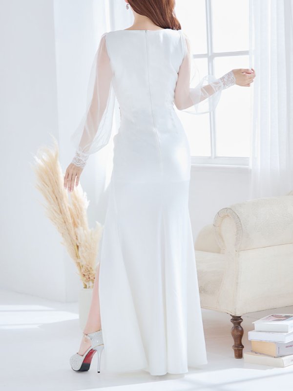 画像8: 【送料無料！】新色登場！デコラティブビジューロングドレス/シアー/ロングスリーブ/タイト/谷間見せ/背中隠し/ロングドレス/キャバドレス【S-Lサイズ/3カラー】[HC02] 【YN】dzw