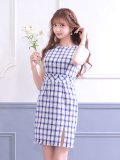 SALE!チェックツイードワンピースドレス/ノースリーブ/スリット/胸元隠し/背中隠し/タイト/ミディアムドレス/キャバドレス/ミニドレス【S-Lサイズ/2カラー】[OF08-X]【YN】dzw