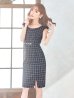 画像5: SALE!チェックツイードノースリーブドレス/ノースリーブ/スリット/胸元隠し/背中隠し/タイト/ミディアムドレス/キャバドレス/ミニドレス【S-Lサイズ/2カラー】[OF08-X] 【YN】dzw
