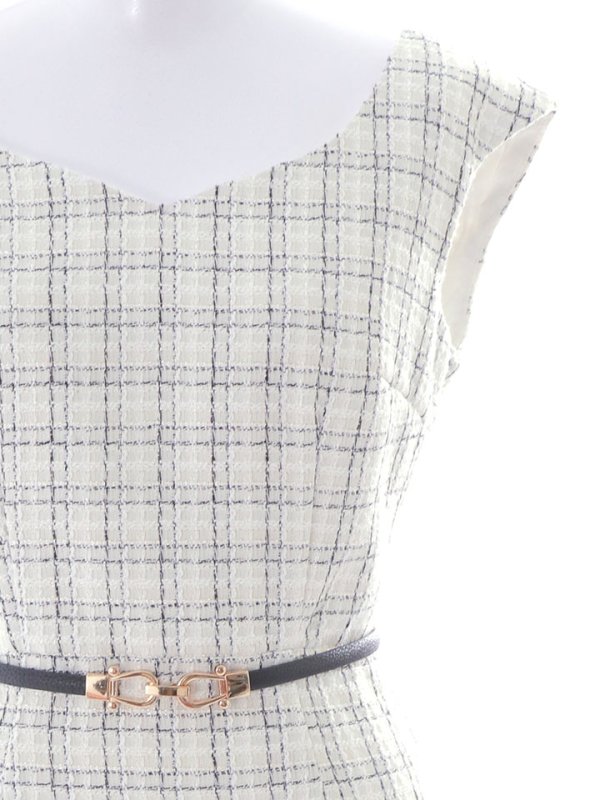 画像23: SALE!チェックツイードノースリーブドレス/ノースリーブ/スリット/胸元隠し/背中隠し/タイト/ミディアムドレス/キャバドレス/ミニドレス【S-Lサイズ/2カラー】[HC02-X] 【YN】dzw