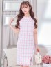 画像1: SALE!チェックツイードビビッドカラーワンピースドレス/ノースリーブ/スリット/胸元隠し/背中隠し/タイト/ミディアムドレス/キャバドレス【S-Lサイズ/1カラー】[OF03]【YN】dzw (1)