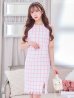 画像4: SALE!チェックツイードビビッドカラーワンピースドレス/ノースリーブ/スリット/胸元隠し/背中隠し/タイト/ミディアムドレス/キャバドレス【S-Lサイズ/1カラー】[OF03]【YN】dzw