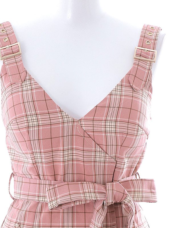 画像14: サマーチェックキャミリボンドレス/ノースリーブ/ボタン/リボンベルト/谷間見せ/背中見せ/ミニドレス/キャバドレス 【XS-Mサイズ/1カラー】[HC02] 【YN】dzw
