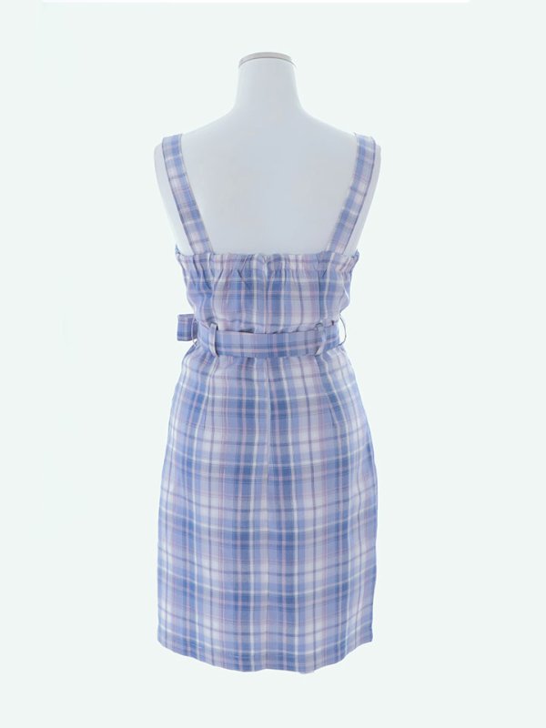 画像23: SALE!チェックキャミリボンドレス/ノースリーブ/ボタン/リボンベルト/谷間見せ/背中見せ/ミニドレス/キャバドレス 【XS-Mサイズ/1カラー】[HC02-U] 【YN】dzw
