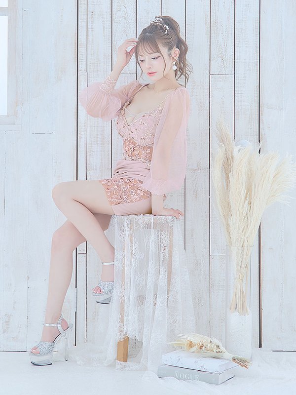 画像23: 【送料無料!】刺繍ミニドレス/スパンコール/シアー袖/キャバドレス 【XS-Lサイズ/4カラー】[HC02-X] 【YN】dzk