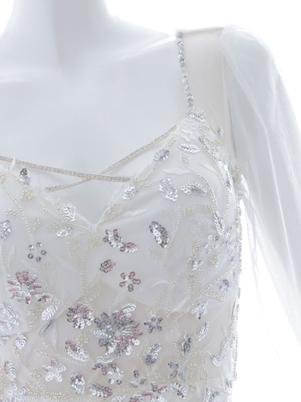 画像32: 【送料無料!】刺繍ミニドレス/スパンコール/シアー袖/キャバドレス 【XS-Lサイズ/4カラー】[HC02-X] 【YN】dzk