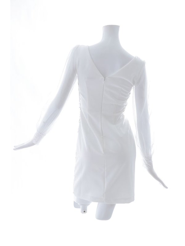 画像31: 【送料無料!】刺繍ミニドレス/スパンコール/シアー袖/キャバドレス 【XS-Lサイズ/4カラー】[HC02-X] 【YN】dzk