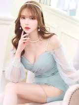 再入荷!ビジューキャミソールドレス/チュール袖/シアー/スリット/ミニドレス/キャバドレス【XS-Lサイズ/3カラー】[OF08-U] 【YN】dzwc