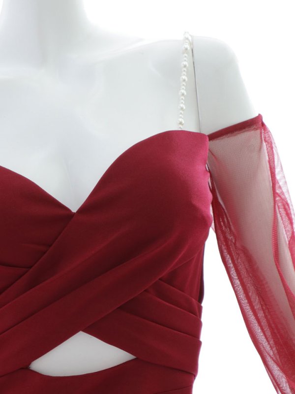 画像25: ビジューキャミソールドレス/チュール袖/シアー/スリット/ミニドレス/キャバドレス【XS-Lサイズ/3カラー】[HC02-U] 【YN】dzwc