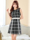SALE!フェイクベルトチェックツイードミニドレス/キャバドレス【S-Lサイズ/1カラー】[OF08] 【YN】dzw
