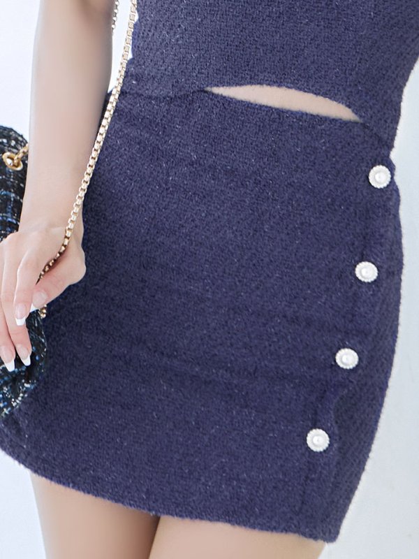 画像5: ラメツイードドレス/セットアップ/ビジュー/パールボタン/キャミソール/谷間見せ/背中見せ/ミニドレス/キャバドレス【XS-Mサイズ/1カラー】[HC02] 【YN】dzj