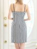 画像12: SALE!千鳥格子ダブルボタンミニドレス/チェーンストラップ/ノースリーブ/谷間見せ/背中見せ/ミニドレス/キャバドレス 【XS-Mサイズ/1カラー】[HC02-U] (12)
