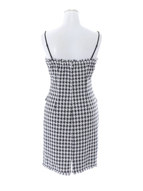 画像14: SALE!千鳥格子ダブルボタンミニドレス/チェーンストラップ/ノースリーブ/谷間見せ/背中見せ/ミニドレス/キャバドレス 【XS-Mサイズ/1カラー】[HC02-U]