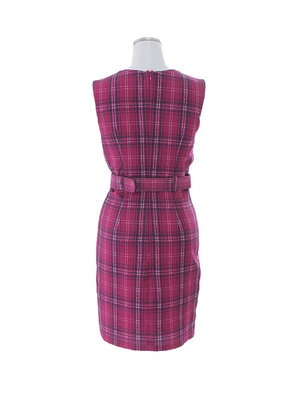 画像19: SALE!ノースリーブチェックドレス/Vネック/デザインベルト/谷間見せ/背中隠し/ミニドレス/キャバドレス【XS-Lサイズ/1カラー】[HC02] 【YN】dzw