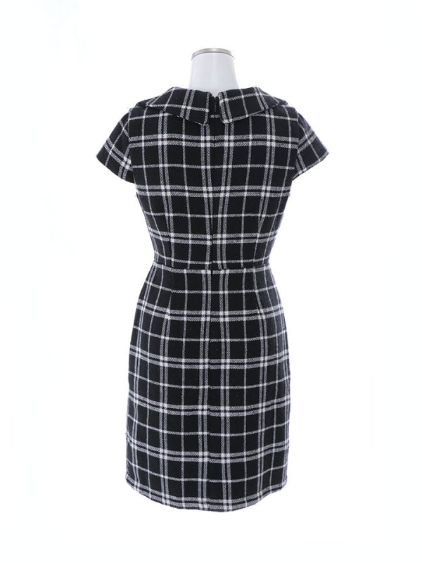 画像13: チェック柄襟付きデザインタイトドレス/ベルトデザイン/谷間見せ/ミニドレス/キャバドレス【XS-XLサイズ/1カラー】[HC02] 【YN】dzw