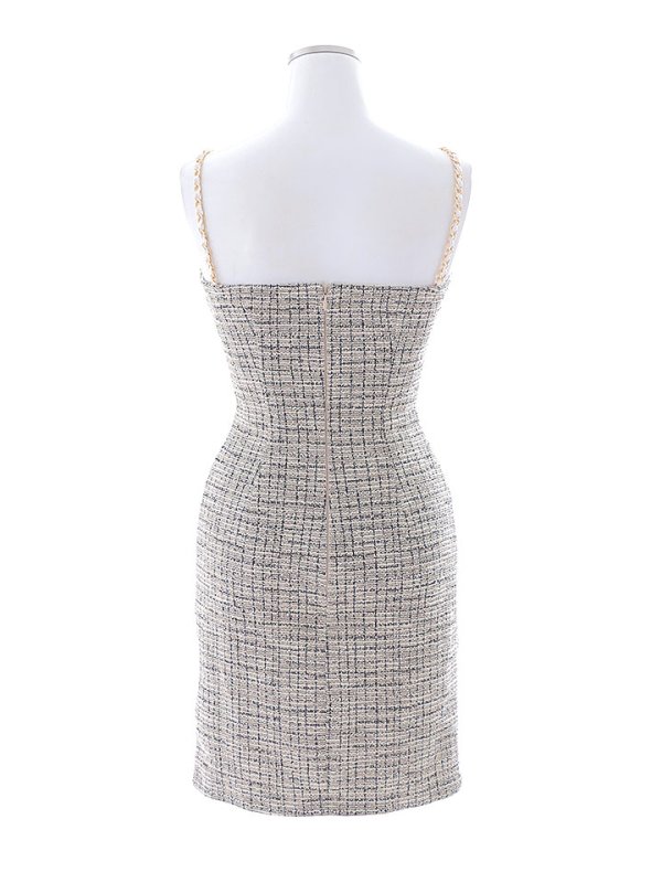 画像14: ツイード風ニットドレス/キャミソール/ノースリーブ/チェーン/肌見せ/谷間見せ/タイト/ミニドレス/キャバドレス【XS-Mサイズ/1カラー】[HC02-U] 【YN】dzk