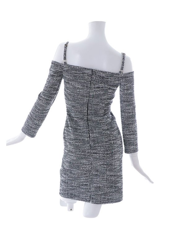 画像14: XSサイズ登場!ミックスツイードドレス/デザイン紐/オフショルダー/谷間見せ/背中見せ/ミニドレス/キャバドレス【XS-Lサイズ/1カラー】[HC02] 【YN】dzy