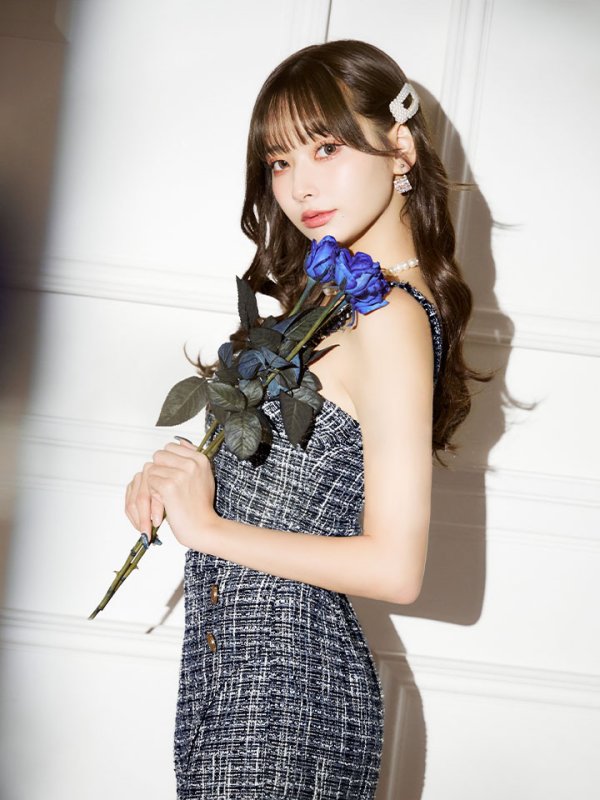 画像5: セットアップツイードミニドレス/フロントジップ/ノースリーブ/谷間見せ/背中見せ/ミニドレス/キャバドレス 【XS-Mサイズ/1カラー】[HC02-U] 【YN】dzw