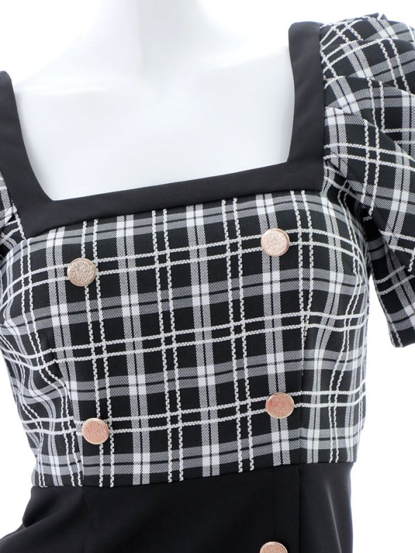 画像22: チェックハイウエストワンピース/キャバドレス【S-Mサイズ/1カラー】[HC02] 【YN】dzw